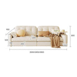Elegant Light Brown Sofa with Beige and Ash Wood Accents and Stainless Steel Figure - Cotton and Faux Leather Upholstery fbby-1378