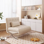 Modern Beige & Black Orange Accented Stainless Steel Faux Leather Sofa fbby-1382