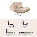 Modern Beige & Black Orange Accented Stainless Steel Faux Leather Sofa fbby-1382