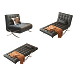 Modern Beige & Black Orange Accented Stainless Steel Faux Leather Sofa fbby-1382
