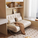 Modern Beige & Black Orange Accented Stainless Steel Faux Leather Sofa fbby-1382