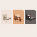 Modern Beige & Black Orange Accented Stainless Steel Faux Leather Sofa fbby-1382