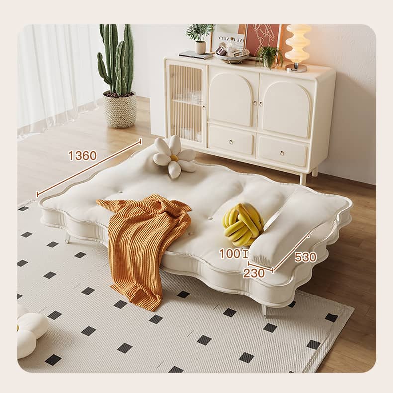 Stylish Beige and Orange Faux Leather Sofa with Pine Wood Accents fbby-1383