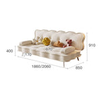 Stylish Beige and Orange Faux Leather Sofa with Pine Wood Accents fbby-1383