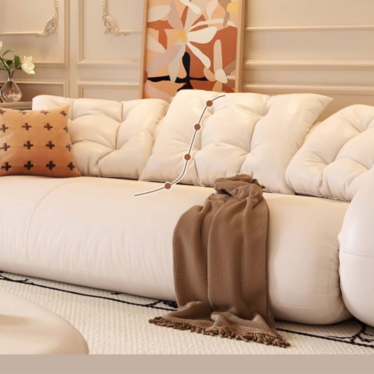 Stylish Cotton Beige Figure Sofa – Perfect Blend of Comfort and Elegance fbby-1402