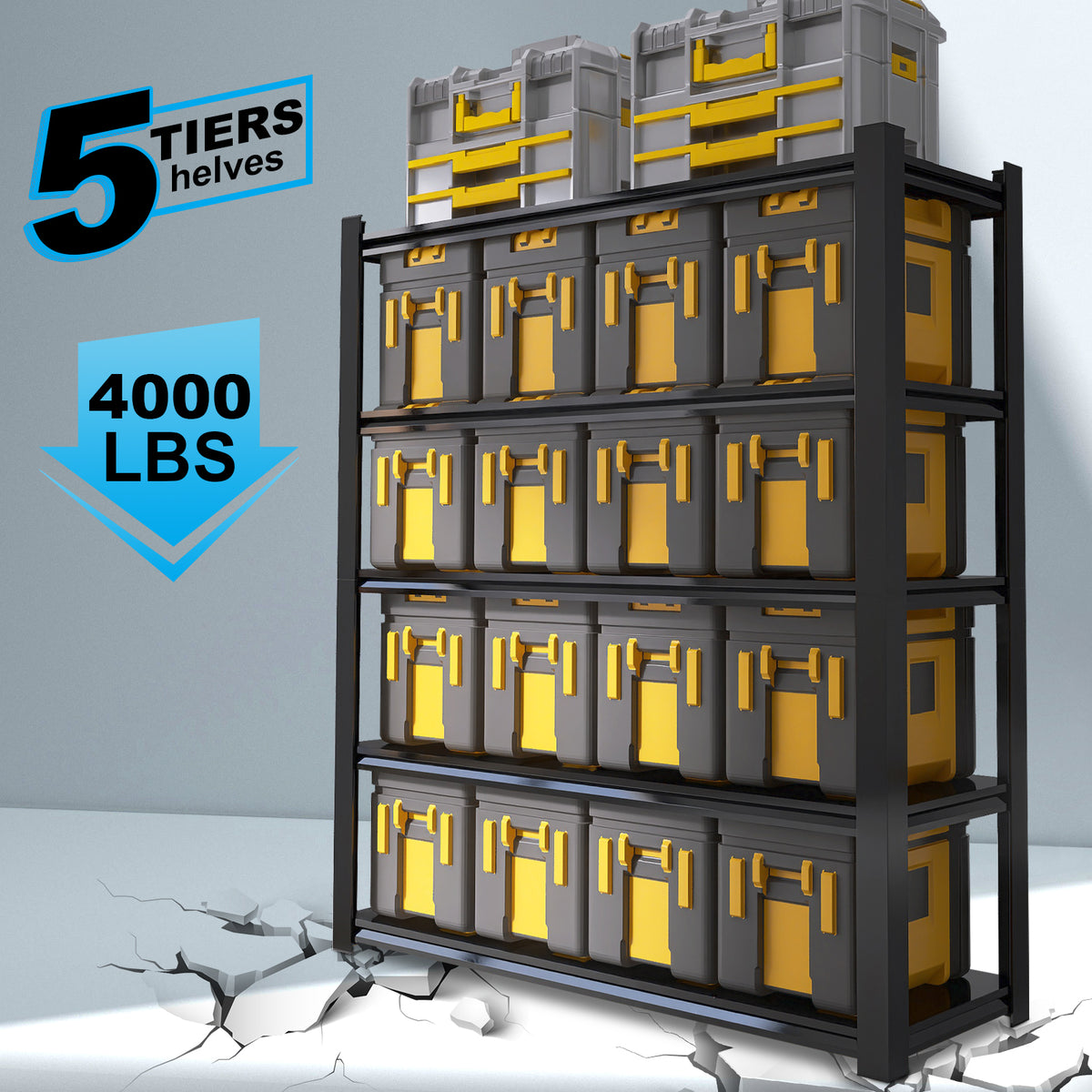 72.05 Inch Tall Black Metal Shelves with 5 Removable Dividers Are High Capacity and Load Bearing for Garages, Kitchens and Offices(72*47.27*23.62) W328P193845-djyc