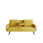 Compact Yellow Velvet Sofa Bed with Nailhead Trim Armrests & Dual Cup Holders - Perfect for Small Spaces, 72-Inch Length W1278P172941-djyc