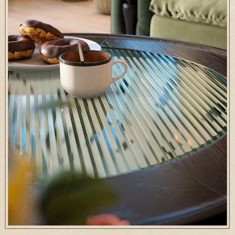 Elegant Ash Wood and Glass Coffee Table Set – Modern Living Room Centerpieces fbgym-4750