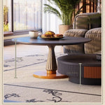 Stylish Ash Wood and Stainless Steel Coffee Table - Modern Home Décor Accent Piece fbgym-4751