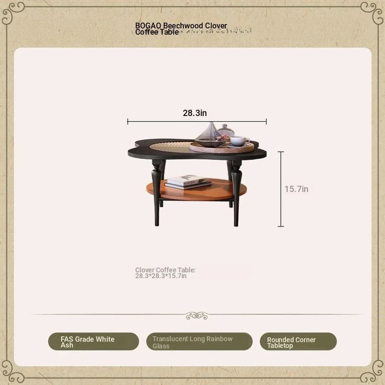 Stylish Ash Wood and Glass Coffee Table with Rounded Corners – Perfect for Modern Living Spaces fbgym-4752