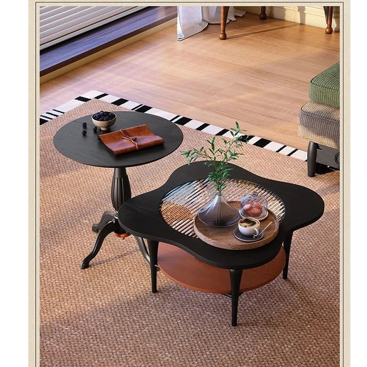 Stylish Ash Wood and Glass Coffee Table with Rounded Corners – Perfect for Modern Living Spaces fbgym-4752