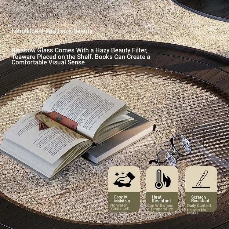 Elegant Ash Wood and Glass Coffee Table - Timeless Design for Modern Living Rooms fbgym-4753