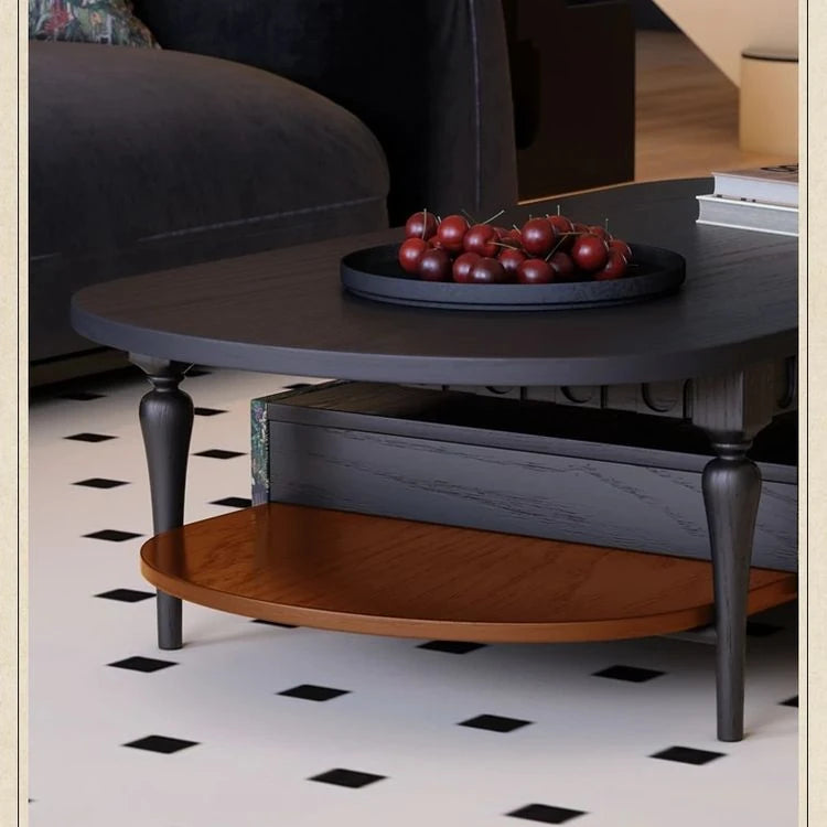 Stylish Ash Wood Coffee Table – Modern Design for Living Room and Workspace – Oval Shape, Perfect for Small Spaces – Easy to Assemble and Elegant Finish fbgym-4754
