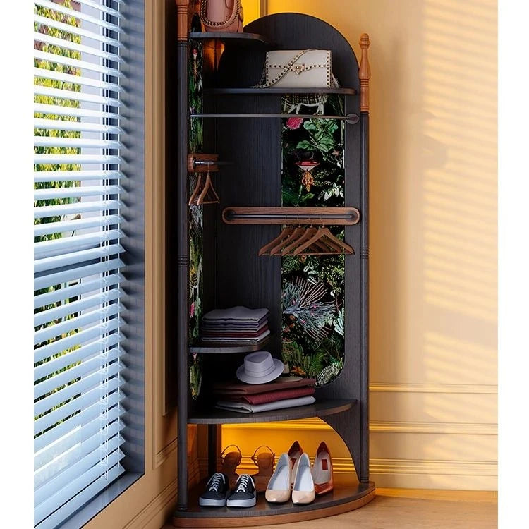 Stylish Ash Wood Storage Rack with Glass Accent - Perfect for Organizing Your Space! fbgym-4755