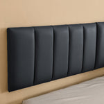 Queen Floating Bed Frame with Wall Mounted Headboard Modern Low Profile Platform Bed Frame Queen Size Faux Leather Upholstered Platform Bed Frame,No Box Spring Needed,Black W487P169718-djyc