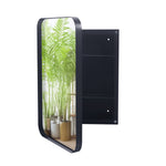 16x24 Inch Recessed Black Metal Framed Medicine Cabinet with Mirror and Adjustable Shelves Black Wall Mirror with Storage for Bathroom W1435142927-djyc