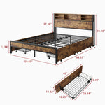 Queen Bed Frame withStorage Headboard and 4 Drawers W840134067-djyc