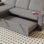 85.8" Pull Out Sleeper Sofa L-Shaped Couch Convertible Sofa Bed with Storage Chaise And Storage Racks,With USB Port And T-pyce Port W834S00268-djyc