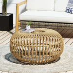 Boho-Inspired Handcrafted Coffee Table – Durable Polyethylene Rattan with Earthy Faux Weave for Unique Outdoor Style 70906-djyc