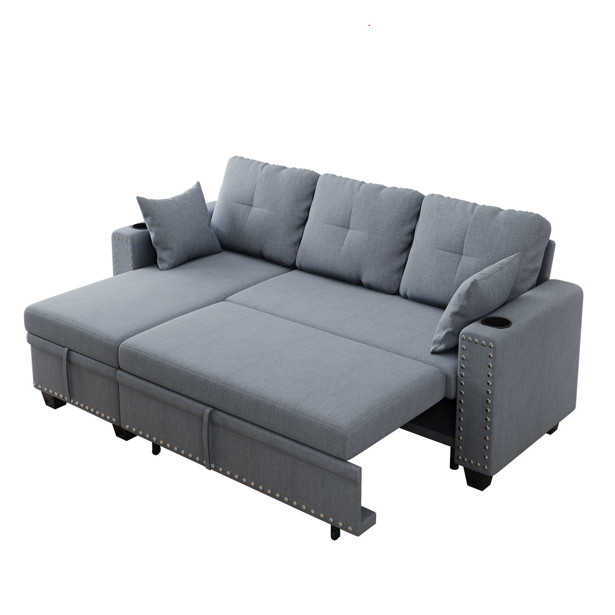 85 "multi-functional dark grey sofa. L-shaped sofa Cotton and linen sofa bed can be combined into one W1278S00008-djyc