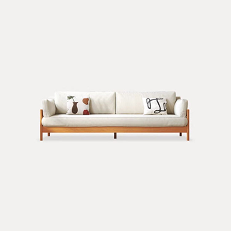 Stylish Beige & Green Corduroy Sofa with Light Brown and Gray Accents - Cherry Wood Frame fcp-1281