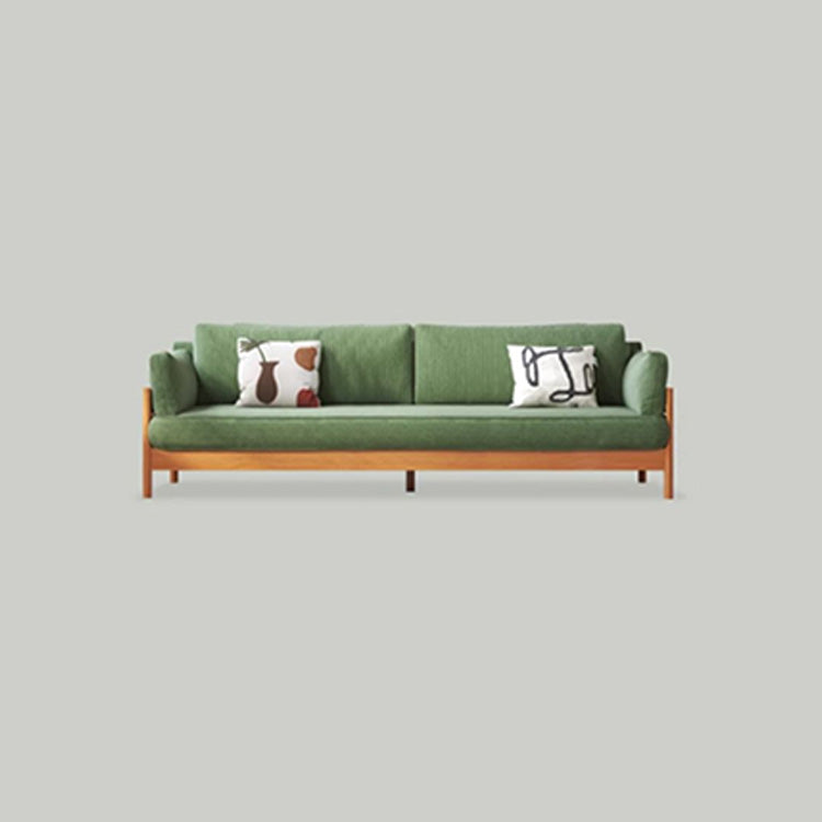 Stylish Beige & Green Corduroy Sofa with Light Brown and Gray Accents - Cherry Wood Frame fcp-1281