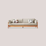 Stylish Beige & Green Corduroy Sofa with Light Brown and Gray Accents - Cherry Wood Frame fcp-1281