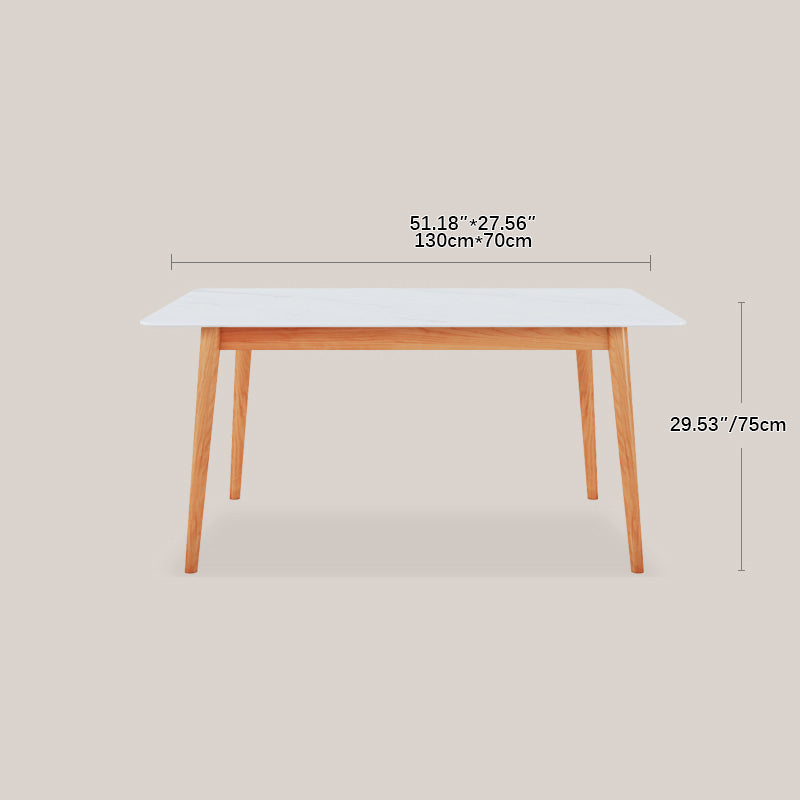 Elegant White & Gray Sintered Stone Table with Cherry Wood Finish - Modern Design fcp-1282