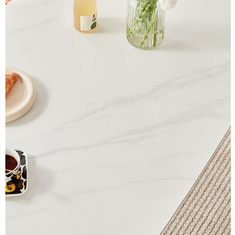 Elegant White & Gray Sintered Stone Table with Cherry Wood Finish - Modern Design fcp-1282