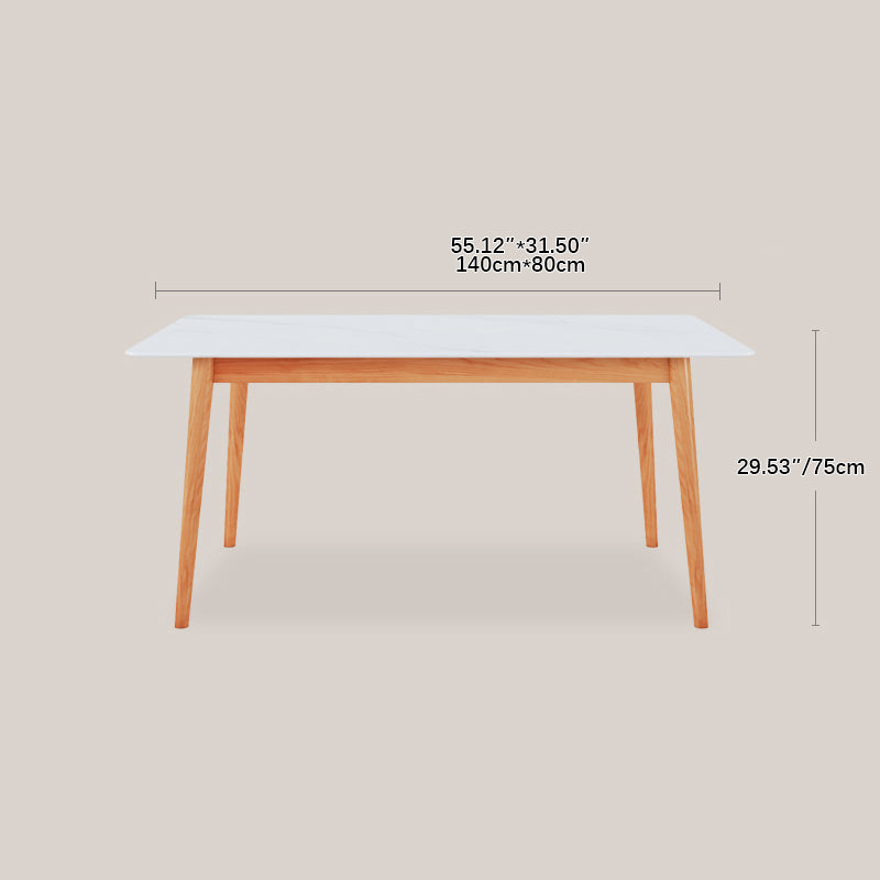 Elegant White & Gray Sintered Stone Table with Cherry Wood Finish - Modern Design fcp-1282