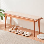 Elegant Light Brown Cherry Wood Stool with Cotton-Linen Upholstery fcp-1286