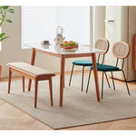 Elegant Light Brown Cherry Wood Stool with Cotton-Linen Upholstery fcp-1286