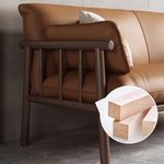 Stylish Modern Sofa – Light Brown, Black, White, Gray | Durable Rubber Wood & Luxurious Faux Leather fcp-1288