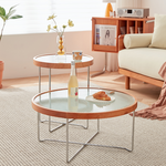 Elegant Cherry Wood & Glass Tea Table - Stylish Natural Finish for Modern Living Rooms fcp-1290