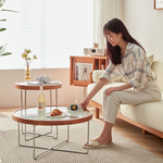 Elegant Cherry Wood & Glass Tea Table - Stylish Natural Finish for Modern Living Rooms fcp-1290