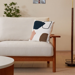 Elegant White Sofa with Green and Light Brown Accents on Cherry and Ash Wood Frame – Cotton-Linen Blend Upholstery fcp-1292