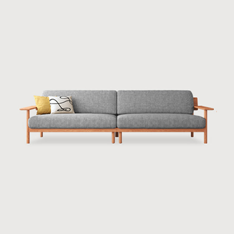 Elegant White Sofa with Green and Light Brown Accents on Cherry and Ash Wood Frame – Cotton-Linen Blend Upholstery fcp-1292