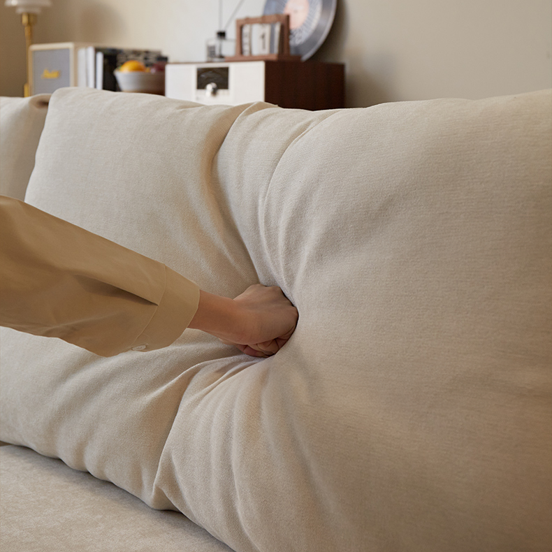 Elegant White Sofa with Green and Light Brown Accents on Cherry and Ash Wood Frame – Cotton-Linen Blend Upholstery fcp-1292
