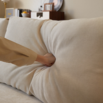 Elegant White Sofa with Green and Light Brown Accents on Cherry and Ash Wood Frame – Cotton-Linen Blend Upholstery fcp-1292