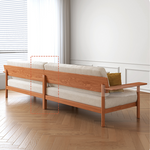 Elegant White Sofa with Green and Light Brown Accents on Cherry and Ash Wood Frame – Cotton-Linen Blend Upholstery fcp-1292