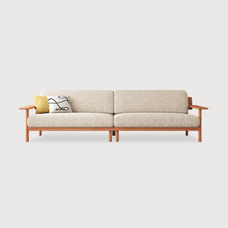Elegant White Sofa with Green and Light Brown Accents on Cherry and Ash Wood Frame – Cotton-Linen Blend Upholstery fcp-1292