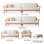 Elegant White Sofa with Green and Light Brown Accents on Cherry and Ash Wood Frame – Cotton-Linen Blend Upholstery fcp-1292