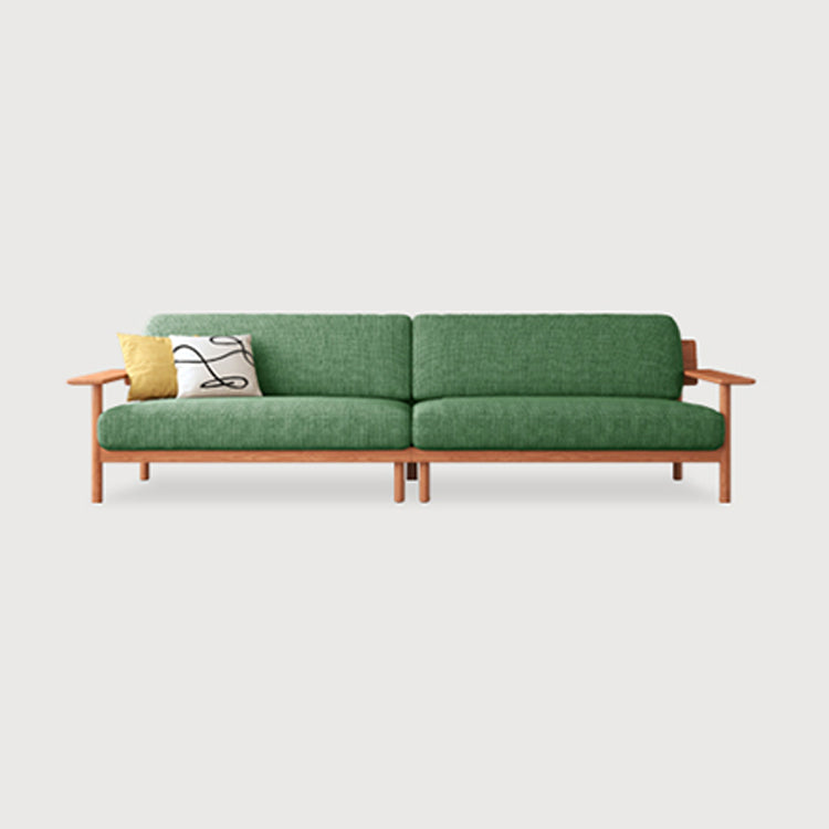 Elegant White Sofa with Green and Light Brown Accents on Cherry and Ash Wood Frame – Cotton-Linen Blend Upholstery fcp-1292