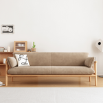 Modern Multi-Color Sofa with Faux Leather and Oak Wood Accents - Beige, Yellow, Gray, Blue, Green, Light Brown fcp-1293