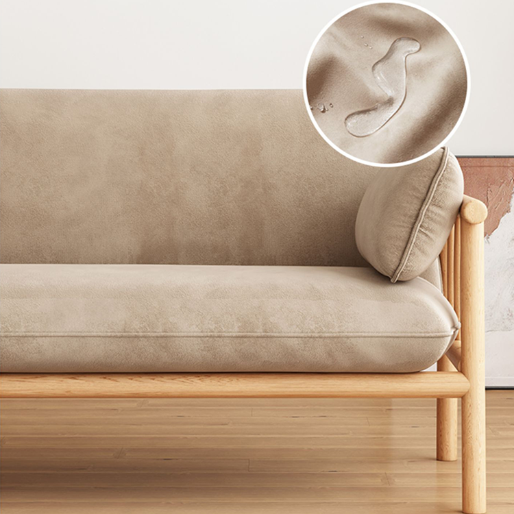 Modern Multi-Color Sofa with Faux Leather and Oak Wood Accents - Beige, Yellow, Gray, Blue, Green, Light Brown fcp-1293