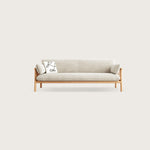 Modern Multi-Color Sofa with Faux Leather and Oak Wood Accents - Beige, Yellow, Gray, Blue, Green, Light Brown fcp-1293