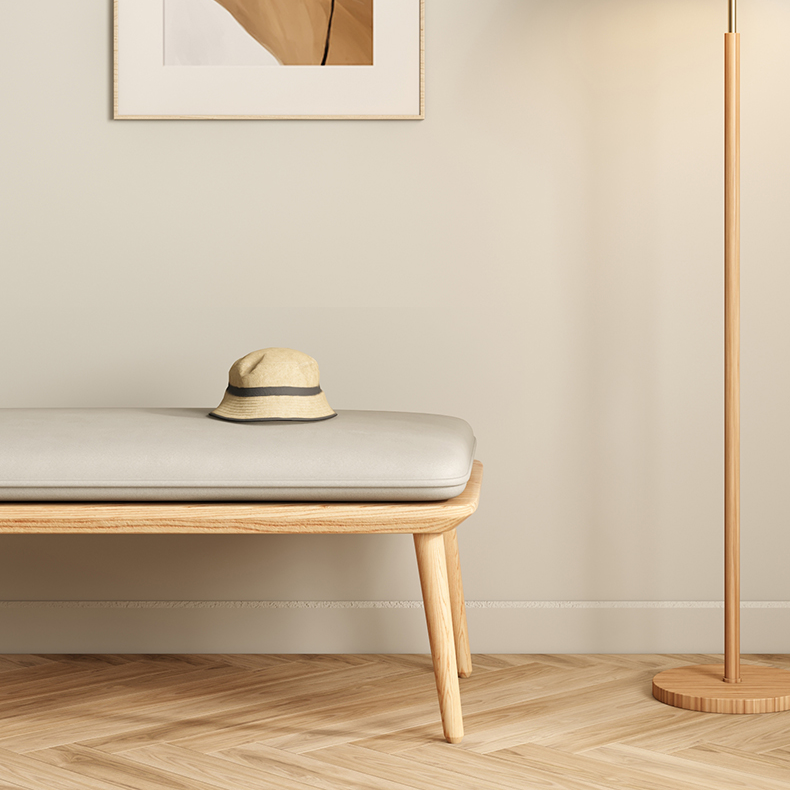 Versatile Beige & Gray Stool with Khaki Green Ash Wood and Premium Leathaire Finish fcp-1294