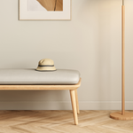 Versatile Beige & Gray Stool with Khaki Green Ash Wood and Premium Leathaire Finish fcp-1294