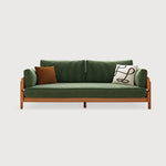 Chic Sofa in Beige and Light Brown with Green Accents and Cherry or Ash Wood Finish - Cotton Corduroy Fabric fcp-1295