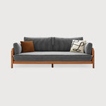 Chic Sofa in Beige and Light Brown with Green Accents and Cherry or Ash Wood Finish - Cotton Corduroy Fabric fcp-1295